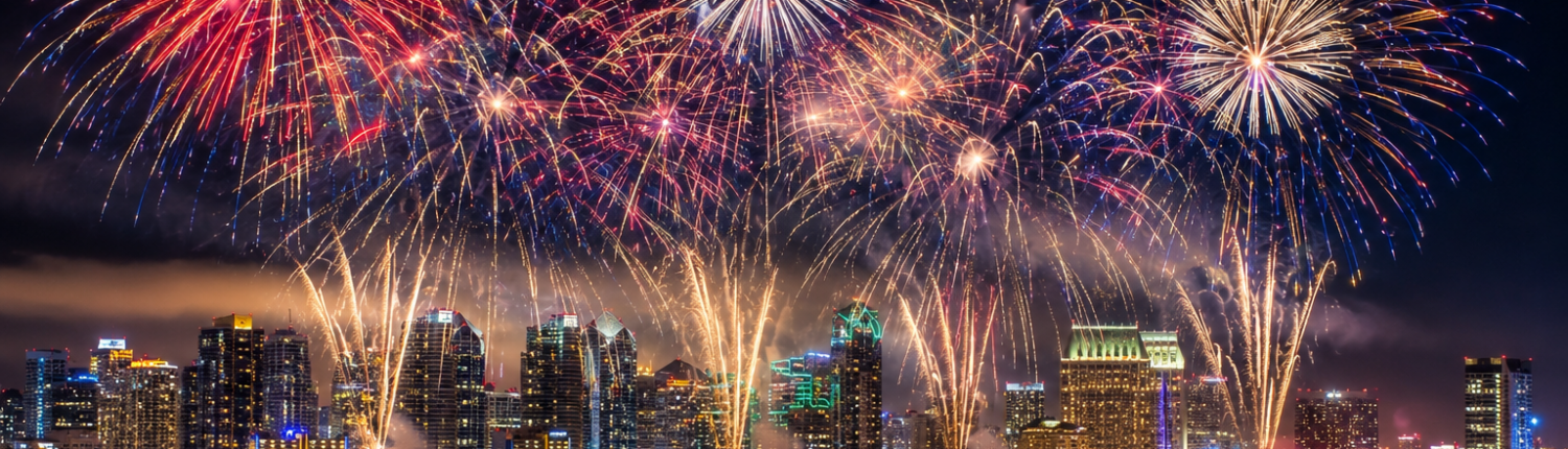 Fireworks over San Diego Bay