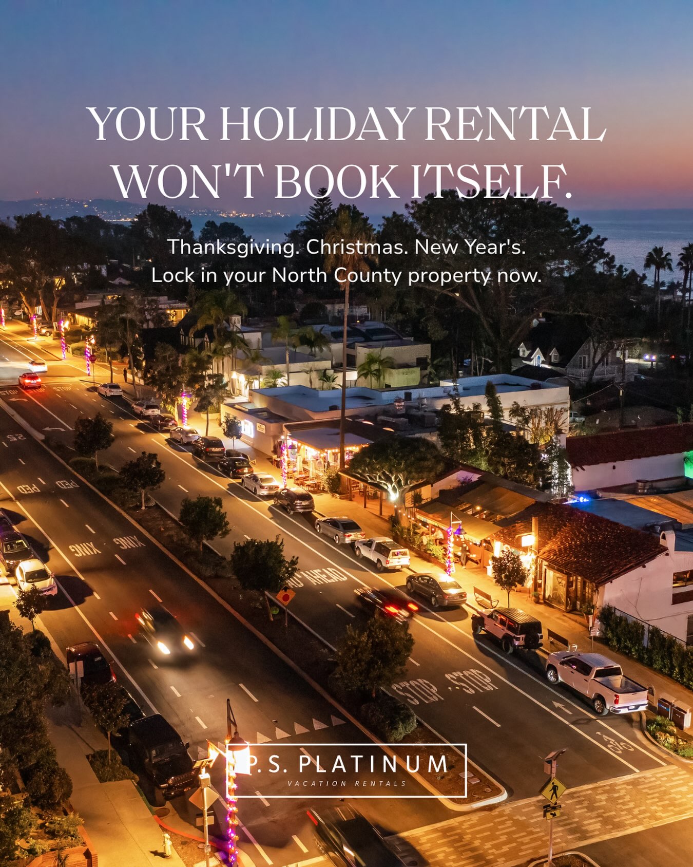 Holiday rentals in North County San Diego book earlier than you’d think.

Thanksgiving week. Christmas. New Year’s Eve on the coast. These are the stays people plan around for a reason — and once the dates are gone, they’re gone.

Don’t wait until November to figure out where the family is gathering. The best properties are available right now.

Link in bio to lock in your dates.

#HolidayRental #ThanksgivingTravel #SanDiegoHoliday #NorthCountySanDiego #ChristmasRental LuxuryVacationRental BookNow FamilyVacation CoastalLiving PSPlatinum HolidayTravel NewYearsEve SanDiegoVacation VacationRental NorthCountySD