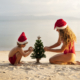 Mom and son celebrating Christmas in the Beachside